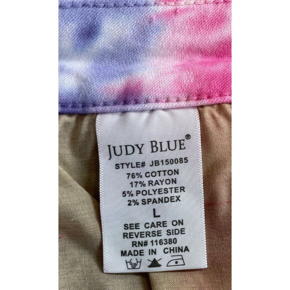 Judy Blue Snow Cone Tie-Dye High Rise Denim Shorts Womens Size Large - Picture 8 of 9